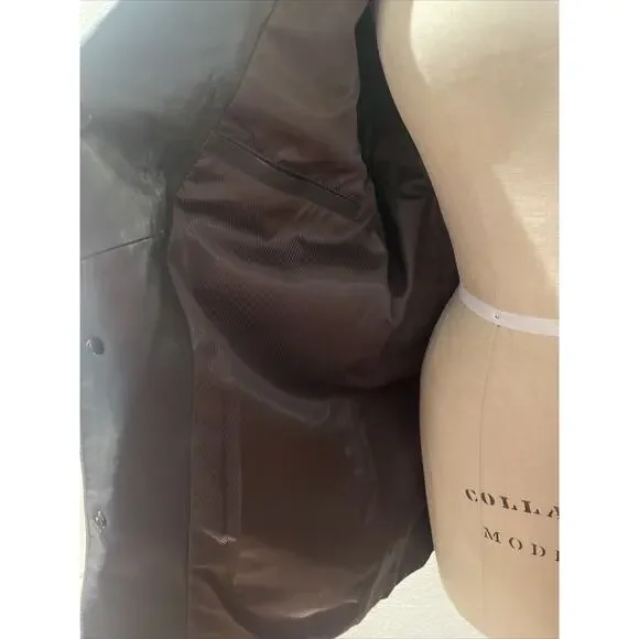 rosleen, genuine brown leather jacket, Shoulder Pads, size M - Picture 8 of 8